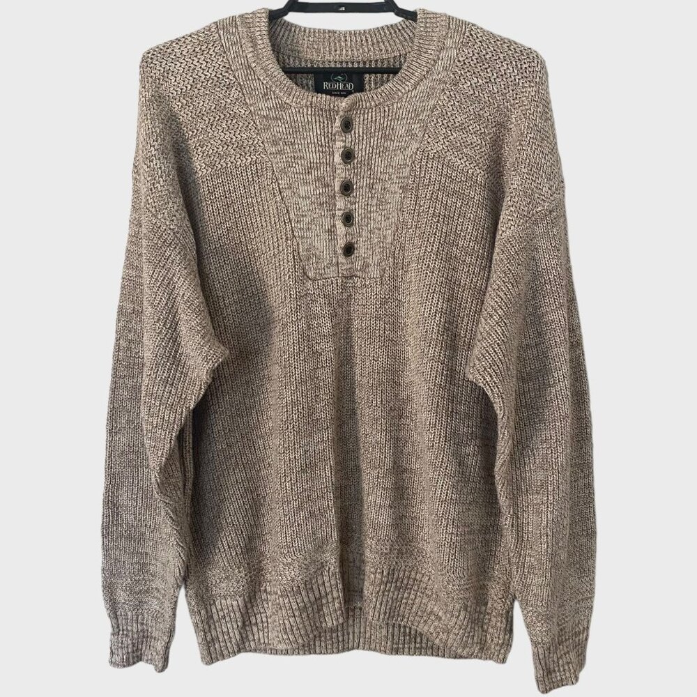 RedHead 1/4 Button Knit Henley Sweater Men's XXL Comfort Long-Sleeve Pullover